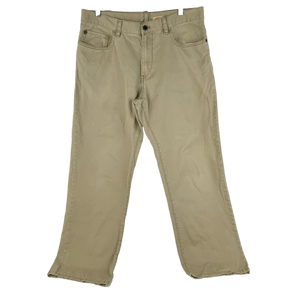 Timberland Denim Pants Men's 34 X 30 Khaki Jeans 5 Pocket Riveted Boot Cut Beige